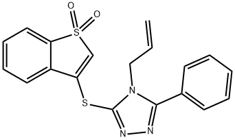 3-[(1,1-dioxido-1-benzothiophen-3-yl)sulfanyl]-5-phenyl-4-(prop-2-en-1-yl)-4H-1,2,4-triazole 结构式