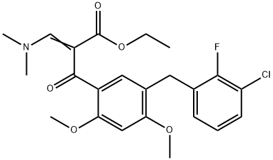 ethyl 2-(5-(3-chloro-2-fluorobenzyl)-2,4-dimethoxybenzoyl)-3-dimethylaminoacrylate Structure
