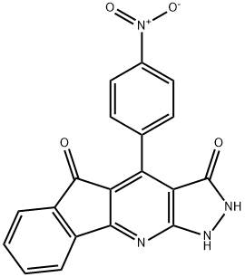 3-hydroxy-4-(4-nitrophenyl)indeno[1,2-b]pyrazolo[4,3-e]pyridin-5(1H)-one Struktur