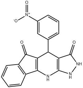 3-hydroxy-4-(3-nitrophenyl)-4,10-dihydroindeno[1,2-b]pyrazolo[4,3-e]pyridin-5(1H)-one Struktur