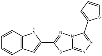 2-[3-(thiophen-2-yl)[1,2,4]triazolo[3,4-b][1,3,4]thiadiazol-6-yl]-1H-indole Struktur