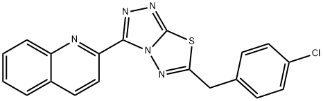 2-[6-(4-chlorobenzyl)[1,2,4]triazolo[3,4-b][1,3,4]thiadiazol-3-yl]quinoline 结构式