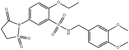 N-(3,4-dimethoxybenzyl)-5-(1,1-dioxido-3-oxo-1,2-thiazolidin-2-yl)-2-ethoxybenzenesulfonamide Struktur