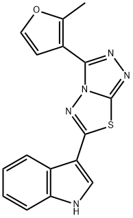 3-[3-(2-methylfuran-3-yl)[1,2,4]triazolo[3,4-b][1,3,4]thiadiazol-6-yl]-1H-indole 结构式