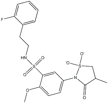 N-[2-(2-fluorophenyl)ethyl]-2-methoxy-5-(4-methyl-1,1-dioxido-3-oxo-1,2-thiazolidin-2-yl)benzenesulfonamide 结构式