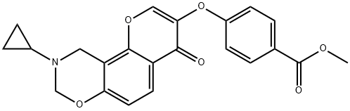 methyl 4-[(9-cyclopropyl-4-oxo-9,10-dihydro-4H,8H-chromeno[8,7-e][1,3]oxazin-3-yl)oxy]benzoate Struktur