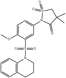 2-[3-(3,4-dihydroquinolin-1(2H)-ylsulfonyl)-4-methoxyphenyl]-4,4-dimethyl-1,2-thiazolidin-3-one 1,1-dioxide 结构式