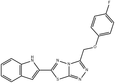 2-{3-[(4-fluorophenoxy)methyl][1,2,4]triazolo[3,4-b][1,3,4]thiadiazol-6-yl}-1H-indole 结构式