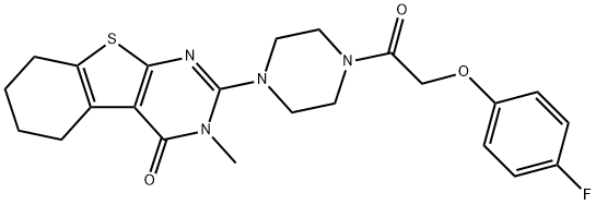 2-{4-[(4-fluorophenoxy)acetyl]piperazin-1-yl}-3-methyl-5,6,7,8-tetrahydro[1]benzothieno[2,3-d]pyrimidin-4(3H)-one Structure