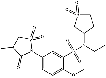 951984-36-4 N-(1,1-dioxidotetrahydrothiophen-3-yl)-N-ethyl-2-methoxy-5-(4-methyl-1,1-dioxido-3-oxo-1,2-thiazolidin-2-yl)benzenesulfonamide