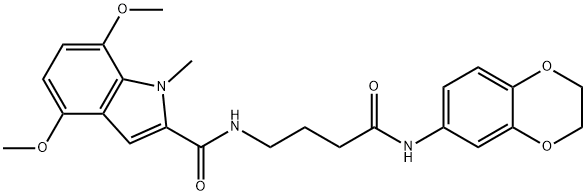 N-[4-(2,3-dihydro-1,4-benzodioxin-6-ylamino)-4-oxobutyl]-4,7-dimethoxy-1-methyl-1H-indole-2-carboxamide,951993-27-4,结构式