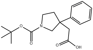 2-(1-(叔丁氧羰基)-3-苯基吡咯烷-3-基)乙酸, 952183-51-6, 结构式