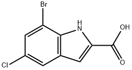 7-ブロモ-5-クロロ-1H-インドール-2-カルボン酸 化学構造式