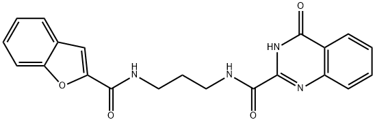 N-{3-[(1-benzofuran-2-ylcarbonyl)amino]propyl}-4-oxo-3,4-dihydro-2-quinazolinecarboxamide 结构式