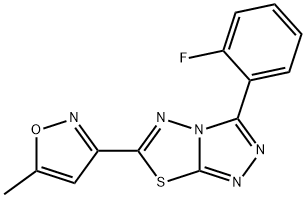 3-(2-fluorophenyl)-6-(5-methyl-3-isoxazolyl)[1,2,4]triazolo[3,4-b][1,3,4]thiadiazole Struktur