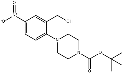 4-(2-Hydroxymethyl-4-nitro-phenyl)-piperazine-1-carboxylic acid tert-butyl ester Structure