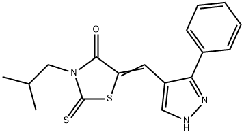 (5Z)-3-(2-methylpropyl)-5-[(3-phenyl-1H-pyrazol-4-yl)methylidene]-2-thioxo-1,3-thiazolidin-4-one Struktur