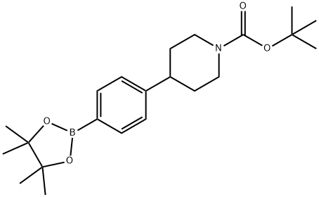 tert-butyl 4-(4-(4,4,5,5-tetramethyl-1,3,2-dioxaborolan-2-yl)phenyl)piperidine-1-carboxylate 化学構造式