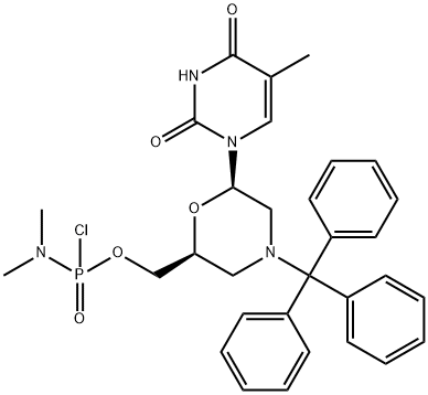 956139-30-3 N,N-二甲基氯亚膦酰胺 [(2S,6R)-6-(3,4-二氢-5-甲基-2,4-二氧代-1(2H)-嘧啶基)-4-(三苯基甲基)-2-吗啉基]甲基酯
