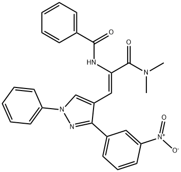 N-{(1Z)-3-(dimethylamino)-1-[3-(3-nitrophenyl)-1-phenyl-1H-pyrazol-4-yl]-3-oxoprop-1-en-2-yl}benzamide Struktur