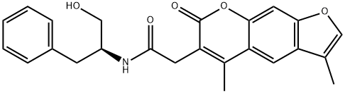 N-(1-benzyl-2-hydroxyethyl)-2-(3,5-dimethyl-7-oxo-7H-furo[3,2-g]chromen-6-yl)acetamide Struktur