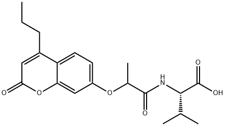 N-{2-[(2-oxo-4-propyl-2H-chromen-7-yl)oxy]propanoyl}valine Struktur
