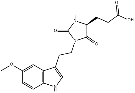 3-[(4S)-1-[2-(5-methoxy-1H-indol-3-yl)ethyl]-2,5-dioxo-imidazolidin-4-yl]propanoic acid Struktur
