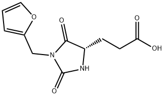 (S)-3-(1-(furan-2-ylmethyl)-2,5-dioxoimidazolidin-4-yl)propanoic acid Struktur