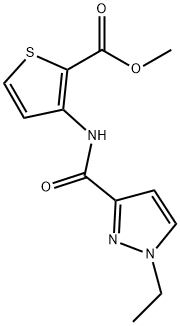 methyl 3-(1-ethyl-1H-pyrazole-3-carboxamido)thiophene-2-carboxylate Struktur