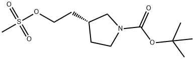 (R)-tert-butyl 3-(2-((methylsulfonyl)oxy)ethyl)pyrrolidine-1-carboxylate 化学構造式