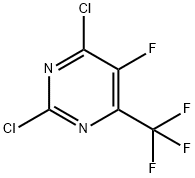 2,4-Dichloro-5-fluoro-6-trifluoromethyl-pyrimidine 化学構造式