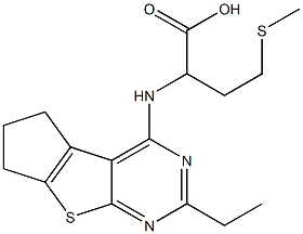 2-((2-ethyl-6,7-dihydro-5H-cyclopenta[4,5]thieno[2,3-d]pyrimidin-4-yl)amino)-4-(methylthio)butanoic acid Struktur