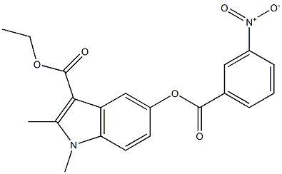 ethyl 1,2-dimethyl-5-((3-nitrobenzoyl)oxy)-1H-indole-3-carboxylate Struktur