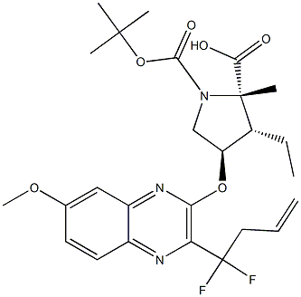 (2S,3S,4R)-1-tert-butyl 2-methyl 4-((3-(1,1-difluorobut-3-en-1-yl)-7-methoxyquinoxalin-2 -yl)oxy)-3-ethylpyrrolidine-1,2-dicarboxylat Struktur