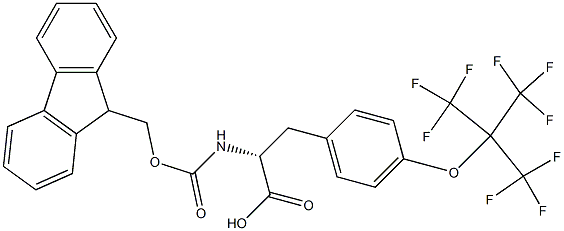 (R)-2-((((9H-FLUOREN-9-YL)METHOXY)CARBONYL)AMINO)-3-(4-((1,1,1,3,3,3-HEXAFLUORO-2-(TRIFLUOROMETHYL)PROPAN-2-YL)OXY)PHENYL)PROPANOIC ACID 化学構造式