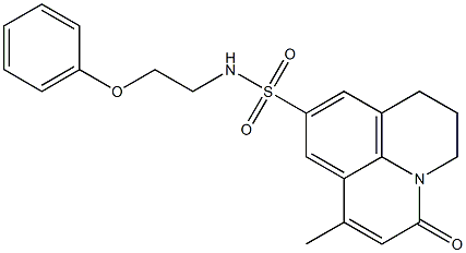 7-methyl-5-oxo-N-(2-phenoxyethyl)-1,2,3,5-tetrahydropyrido[3,2,1-ij]quinoline-9-sulfonamide 化学構造式