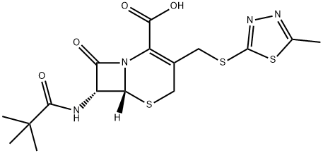 (6R,7R)-7-[(2,2-dimethylpropanoyl)amino]-3-[[(5-methyl-1,3,4-thiadiazol-2-yl)sulfanyl]methyl]-8-oxo-5-thia-1-azabicyclo[4.2.0]oct-2-ene-2-carboxylic acid Structure