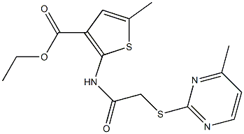 ethyl 5-methyl-2-(2-((4-methylpyrimidin-2-yl)thio)acetamido)thiophene-3-carboxylate 化学構造式