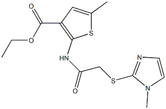ethyl 5-methyl-2-(2-((1-methyl-1H-imidazol-2-yl)thio)acetamido)thiophene-3-carboxylate Structure