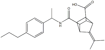 7-(propan-2-ylidene)-3-((1-(4-propylphenyl)ethyl)carbamoyl)bicyclo[2.2.1]heptane-2-carboxylic acid Struktur