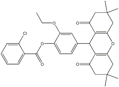 2-ethoxy-4-(3,3,6,6-tetramethyl-1,8-dioxo-2,3,4,5,6,7,8,9-octahydro-1H-xanthen-9-yl)phenyl 2-chlorobenzoate