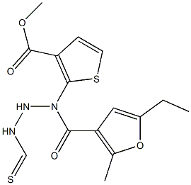 methyl 5-ethyl-2-(2-(2-methylfuran-3-carbonyl)hydrazinecarbothioamido)thiophene-3-carboxylate Structure