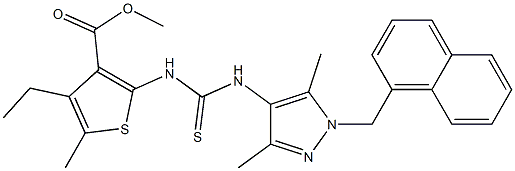 methyl 2-(3-(3,5-dimethyl-1-(naphthalen-1-ylmethyl)-1H-pyrazol-4-yl)thioureido)-4-ethyl-5-methylthiophene-3-carboxylate