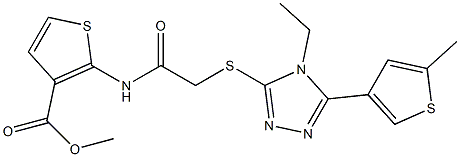 methyl 2-(2-((4-ethyl-5-(5-methylthiophen-3-yl)-4H-1,2,4-triazol-3-yl)thio)acetamido)thiophene-3-carboxylate Structure