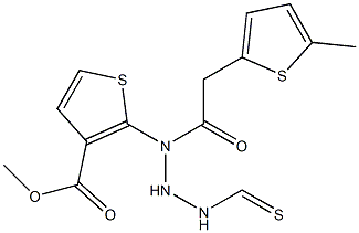 methyl 5-methyl-2-(2-(2-(thiophen-2-yl)acetyl)hydrazinecarbothioamido)thiophene-3-carboxylate Struktur