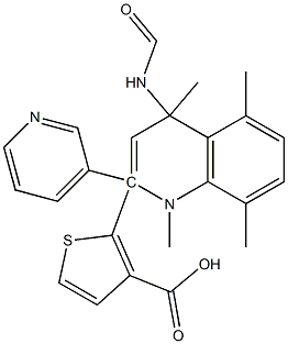 methyl 4,5-dimethyl-2-(8-methyl-2-(pyridin-3-yl)quinoline-4-carboxamido)thiophene-3-carboxylate Struktur