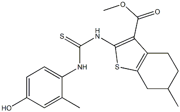 methyl 2-(3-(4-hydroxy-2-methylphenyl)thioureido)-6-methyl-4,5,6,7-tetrahydrobenzo[b]thiophene-3-carboxylate,,结构式