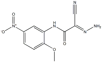 (E)-2-amino-N'-(2-methoxy-5-nitrophenyl)-2-oxoacetohydrazonoyl cyanide Struktur
