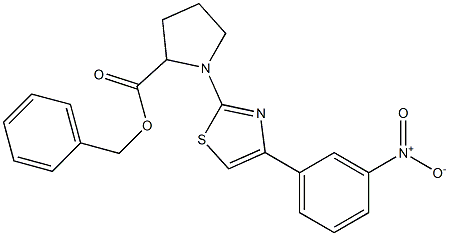 benzyl 1-(4-(3-nitrophenyl)thiazol-2-yl)pyrrolidine-2-carboxylate 化学構造式