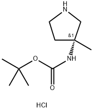 (R)-(3-Methyl-pyrrolidin-3-yl)-carbamic acid tert-butyl ester hydrochloride Struktur